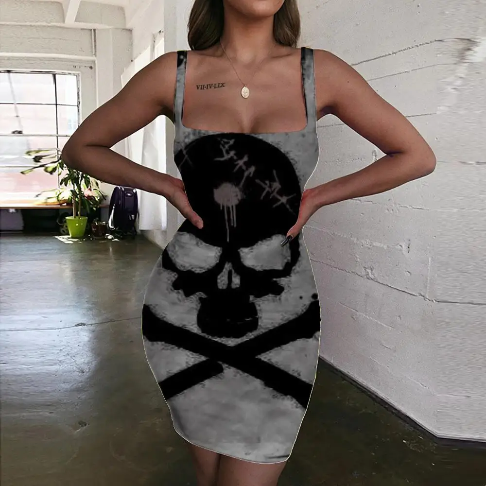 KYKU Skull Dresses Women Hip Hop Ladies Dresses Rock Halter Sleeveless Bar 3d Print Womens Clothing Summer Vintage Boho Fashion
KYKU Skull Dresses Women Hip Hop Ladies Dresses Rock Halter Sleeveless Bar 3d Print Womens Clothing Summer Vintage Boho Fashion