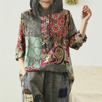 Ethnic Vintage Style Spring Printed Shirts Long-sleeve Tops Women Plus size Print Cotton Linen Button Casual Blouses Female
Ethnic Vintage Style Spring Printed Shirts Long-sleeve Tops Women Plus size Print Cotton Linen Button Casual Blouses Female