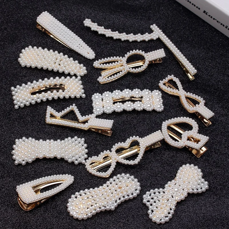 Fashion Women Elegant Pearls Hair Clips Alloy Barrettes Girls Hair Accessories Valentine's Day HairPins Hair Accessories