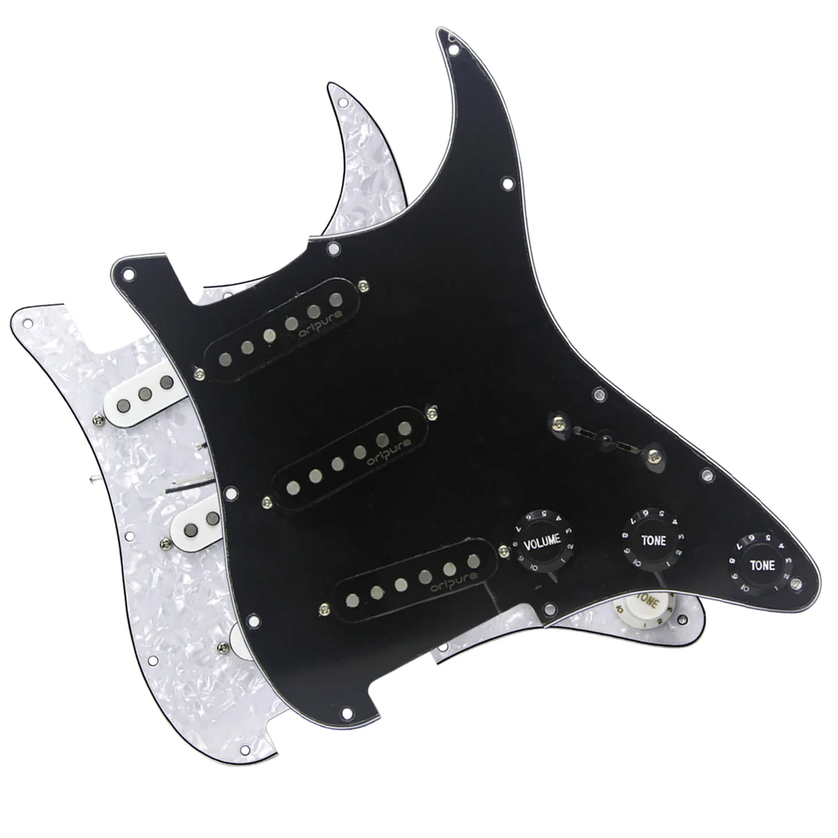 OriPure SSS Loaded Prewired Pickguard Strat with Alnico 5 Single Coil Pickups Electric Guitar Parts,Black /White Pearl Choose
OriPure SSS Loaded Prewired Pickguard Strat with Alnico 5 Single Coil Pickups Electric Guitar Parts,Black /White Pearl Choose