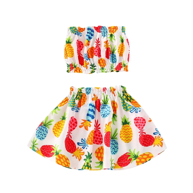 Pullover Pineapple Cotton Summer Baby Girl Cute Pineapple Print Sleeveless Garment And Skirt Kit Kid Two-piece Outfit Set 
Pullover Pineapple Cotton Summer Baby Girl Cute Pineapple Print Sleeveless Garment And Skirt Kit Kid Two-piece Outfit Set