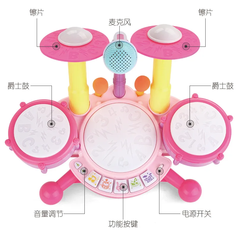 Xie Cheng CHILDREN'S Jazz Drum Kit Toy Jazz Drum Baby Early Childhood Educational Lights Musical Drum Knock Percussion Instrumen
Xie Cheng CHILDREN'S Jazz Drum Kit Toy Jazz Drum Baby Early Childhood Educational Lights Musical Drum Knock Percussion Instrumen