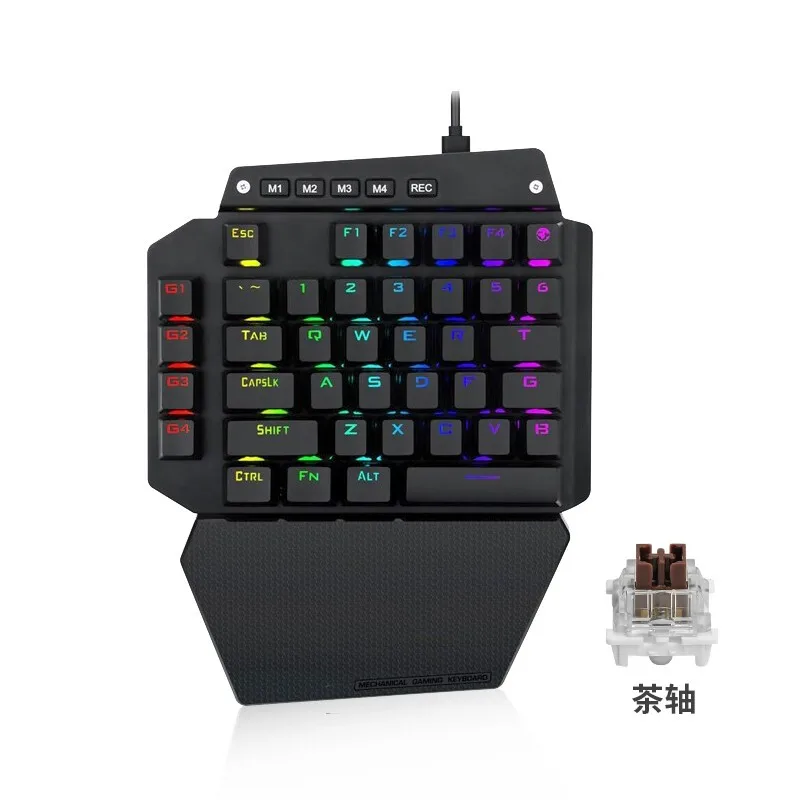 

K700 one-hand mechanical game keyboard RGB LED backlit brown switch full key Macro programming 44 key LOL/Wow/DOta2 / PUBG/CF