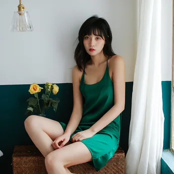 Casual Nightdress Nightwear Soft Satin Intimate Lingerie Women Homewear Sexy Backless Sleeveless Suspender Skirt Sleepwear
Casual Nightdress Nightwear Soft Satin Intimate Lingerie Women Homewear Sexy Backless Sleeveless Suspender Skirt Sleepwear