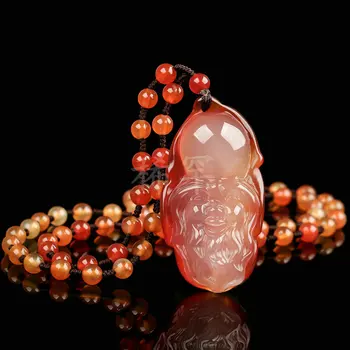 Admirable agate God Pendant carnelian Carven the god of longevity Amulet with Mala bead Necklace Hanging 
Admirable agate God Pendant carnelian Carven the god of longevity Amulet with Mala bead Necklace Hanging