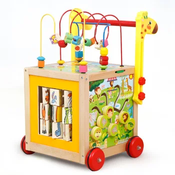 

Early Education For Infants And Young Children Wooden Walker Baby Wisdom Round The Ball Cart Anti-rollover Multi-functional Toys