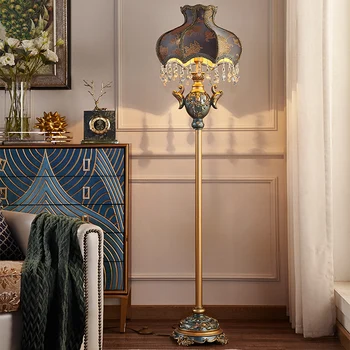 Classical Lamp Blue Resin Bedroom Bedside Lamp European Warm Wedding Decoration Blue Lampshade With Bead Pendant Floor Lamp 
Classical Lamp Blue Resin Bedroom Bedside Lamp European Warm Wedding Decoration Blue Lampshade With Bead Pendant Floor Lamp