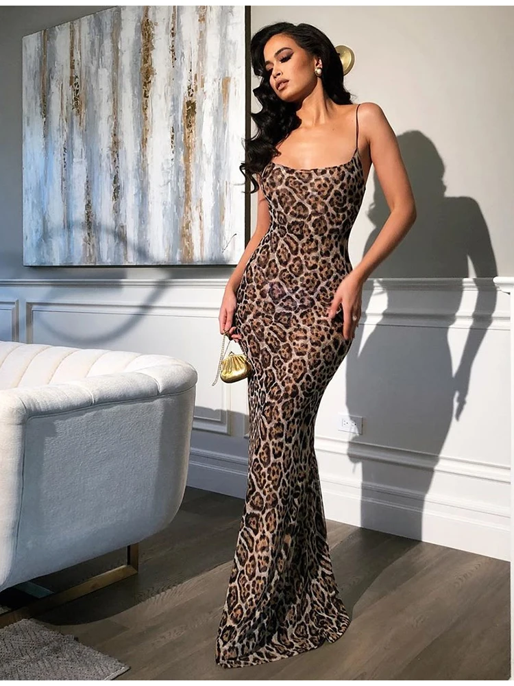JUKPOP Vintage Leopard Long Summer Dress Print