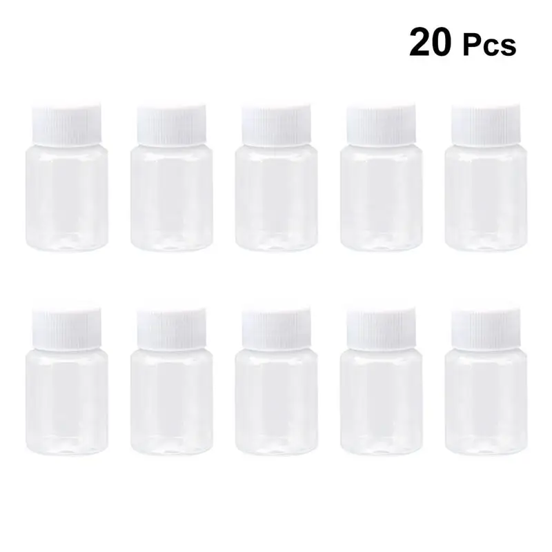 20 Pcs 50ml Transparent Plastic Storage Bottles Refillable Empty Container Jars Tins with Lid for Pills Cream Liquid Pigment
20 Pcs 50ml Transparent Plastic Storage Bottles Refillable Empty Container Jars Tins with Lid for Pills Cream Liquid Pigment