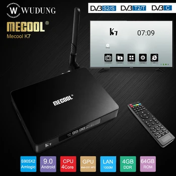 

Mecool K7 Amlogic S905X2 Android 9.0 TV Box DVB-T2/S2/C Quad Core 4GB DDR4 64GB 4K 2.4G 5G WIFI 1000Mbps K7 DVB Set top Box