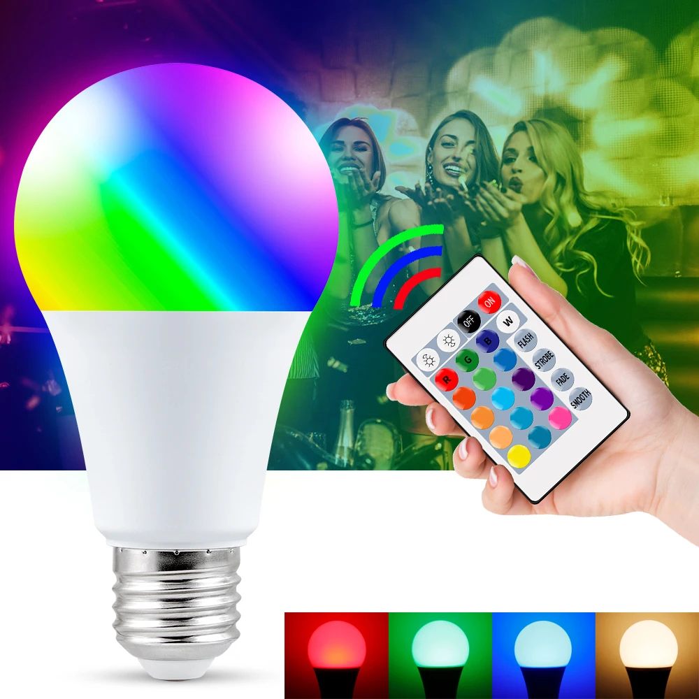 E27 RGBW LED Bulb AC85-265V 3000K 16 Color Smart Bulb LED Magic Home Lighting LED Lamp With Infrared Remote Control
E27 RGBW LED Bulb AC85-265V 3000K 16 Color Smart Bulb LED Magic Home Lighting LED Lamp With Infrared Remote Control