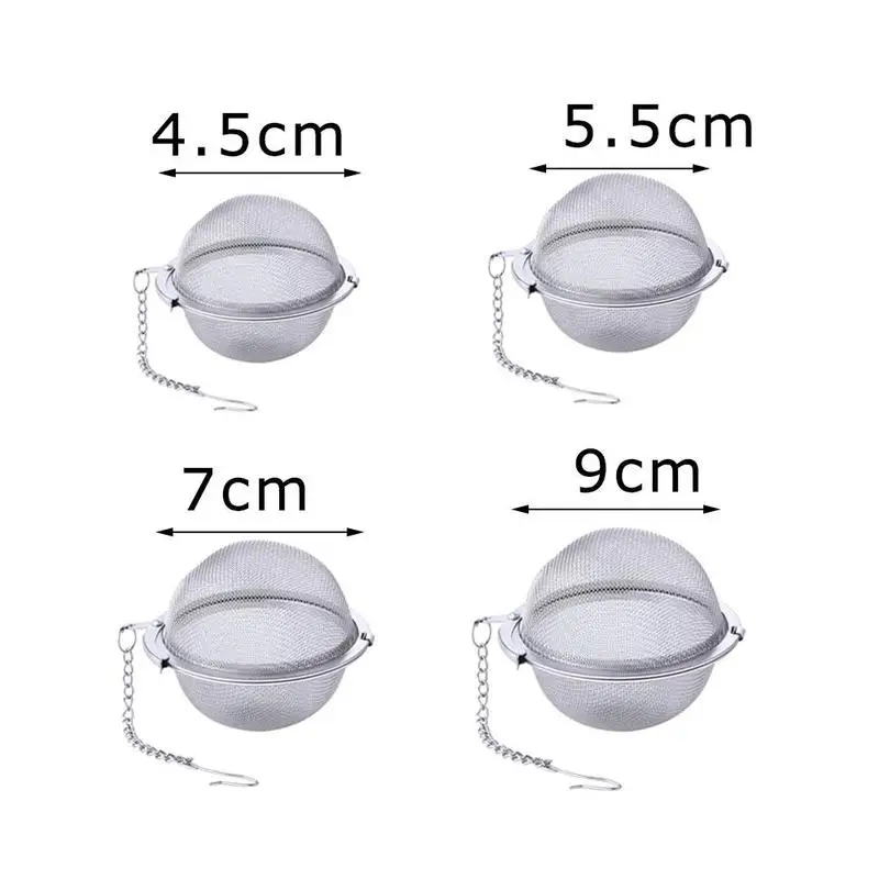 DULALA Coladores Coladores de Bolas de t/é 4pcs Malla Redonda de Acero Inoxidable Reutilizable Hoja de t/é Especia Tetera Filtro Colador 80 mm de di/ámetro