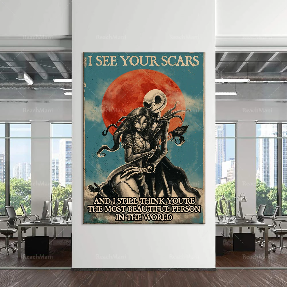 Skeleton couple I see your scars, I still think you are the most beautiful person life home decoration poster
Skeleton couple I see your scars, I still think you are the most beautiful person life home decoration poster