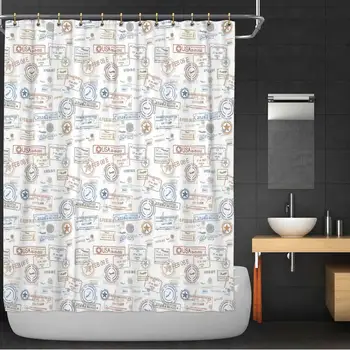 Travel Shower Curtain,Vintage Old Rubber Stamps Tourist Passport Visa Certificate Vacation Holiday Theme with Hooks,84''W x
Travel Shower Curtain,Vintage Old Rubber Stamps Tourist Passport Visa Certificate Vacation Holiday Theme with Hooks,84''W x