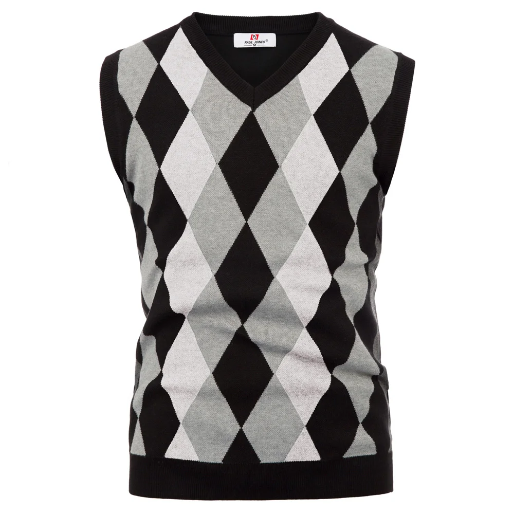 PJ Men Sweater Vintage V-Neck Knitted Tank Tops Sleeveless Sweater Plaid Checks male Knitwear British Style
PJ Men Sweater Vintage V-Neck Knitted Tank Tops Sleeveless Sweater Plaid Checks male Knitwear British Style