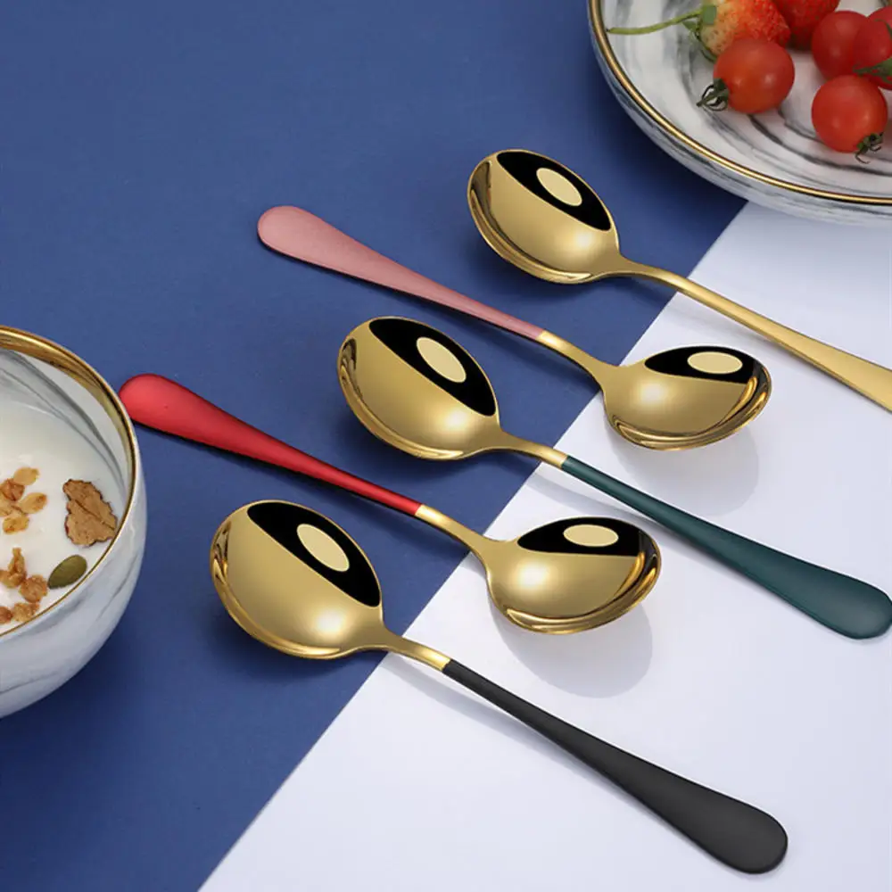 10 Colors High Quality Tea Spoons Stainless Steel Spoon Ice Cream Cake Dessert Spoon Tableware Cutlery Tools
10 Colors High Quality Tea Spoons Stainless Steel Spoon Ice Cream Cake Dessert Spoon Tableware Cutlery Tools