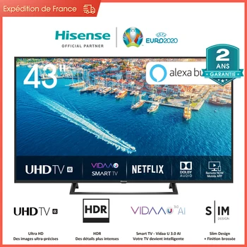 Hisense H43B7300 UHD 4K Smart TV 43‘’, HDR 10+, DVB-T2/C/S2, Netflix, Youtube, télécommande vocale Alexa intégré Design
Hisense H43B7300 UHD 4K Smart TV 43‘’, HDR 10+, DVB-T2/C/S2, Netflix, Youtube, télécommande vocale Alexa intégré Design