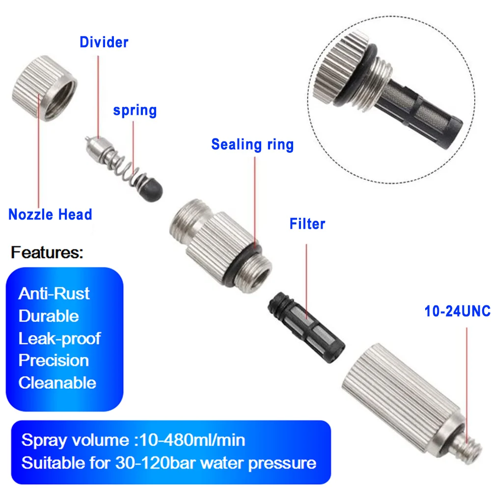 Free shipping 5PCS Thread 10-24UNC High Pressure Mist fog Nozzle with filter Fogging Sprinklers Garden Cooling Humidify
Free shipping 5PCS Thread 10-24UNC High Pressure Mist fog Nozzle with filter Fogging Sprinklers Garden Cooling Humidify