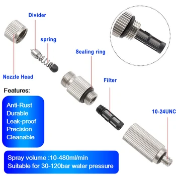 Free shipping 5PCS Thread 10-24UNC High Pressure Mist fog Nozzle with filter Fogging Sprinklers Garden Cooling Humidify
Free shipping 5PCS Thread 10-24UNC High Pressure Mist fog Nozzle with filter Fogging Sprinklers Garden Cooling Humidify