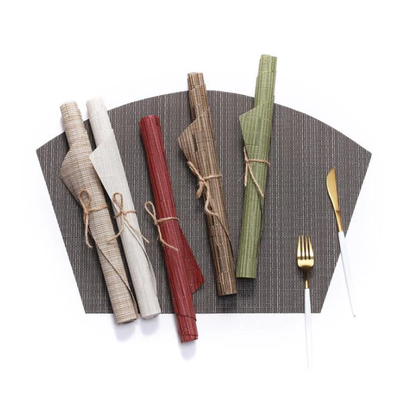 

2pcs/pack 45x30cm Sector PVC Table Mats Pads Bamboo Lines Placemat Heat Insulation Tableware Pads Table Decoration Collection