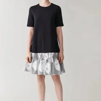 Women Ruffles Patchwork Knit Dress Hem Pleated Floral Print O-neck Short Sleeve Spring Summer Lady Dresses
Women Ruffles Patchwork Knit Dress Hem Pleated Floral Print O-neck Short Sleeve Spring Summer Lady Dresses