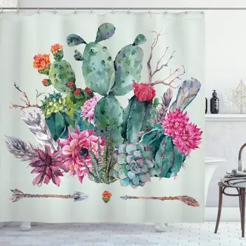 Cactus Shower Curtain Spring Garden with Boho Style Bouquet of Thorny Plants Blossoms Arrows Feathers Bathroom Decor Set
Cactus Shower Curtain Spring Garden with Boho Style Bouquet of Thorny Plants Blossoms Arrows Feathers Bathroom Decor Set
