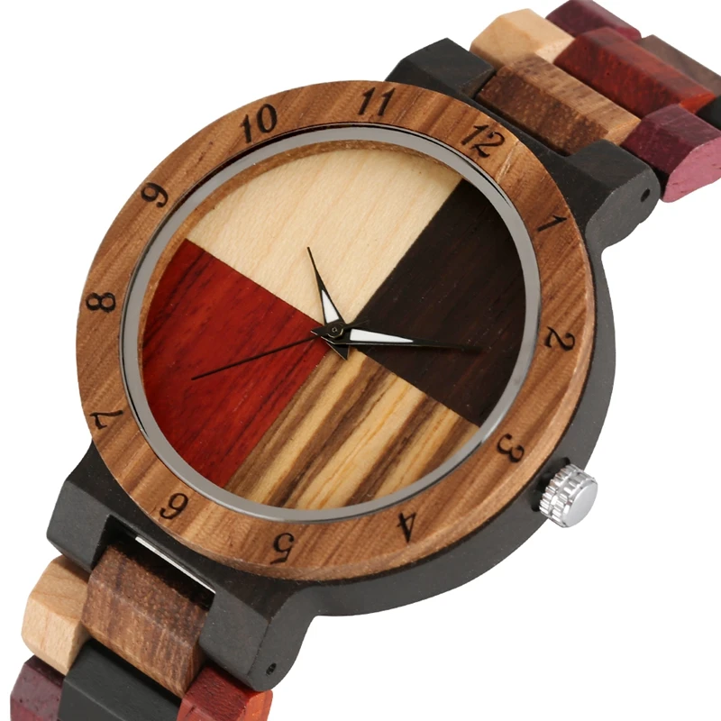 Unique Mixed Color Splice Dial Wood Watch Men's Retro Full Wooden Adjustable Band Quartz Clock Male Top Luxury Relogio Masculino
Unique Mixed Color Splice Dial Wood Watch Men's Retro Full Wooden Adjustable Band Quartz Clock Male Top Luxury Relogio Masculino