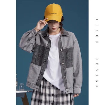 2020 Spring Autumn New Contrast Color Jeans Coat Loose-Fit Casual BF Denim Jacket Outwear Female Jean Jackets Women Streetwear
2020 Spring Autumn New Contrast Color Jeans Coat Loose-Fit Casual BF Denim Jacket Outwear Female Jean Jackets Women Streetwear