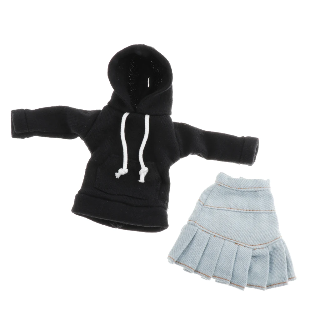 Cute Hoodie & Jeans Skirt For 1/6 Blythe Licca/Momoko/Azone Outfits Cute Hoodie & Jeans Skirt For 1/6 Blythe Licca/Momoko/Azone Outfits