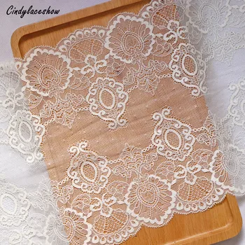 2Yards 24.5cm Wide Soft Embroidered Elastic Lace Trim For DIY Clothes Accessories Sewing Materials Bra Stretch Lace Fabric Beige 
2Yards 24.5cm Wide Soft Embroidered Elastic Lace Trim For DIY Clothes Accessories Sewing Materials Bra Stretch Lace Fabric Beige