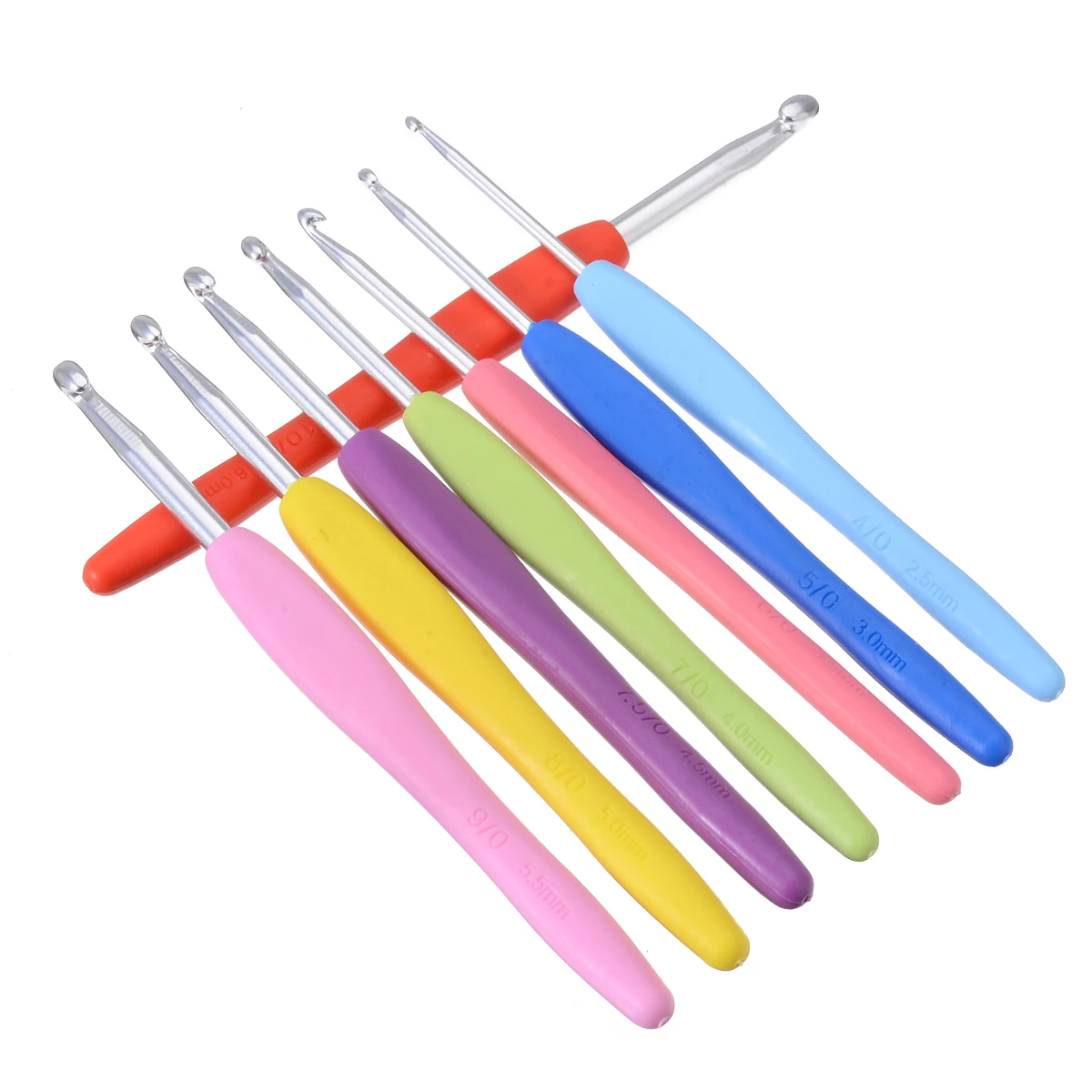 8 PCS Sweater Sewing Needles Aluminum Crochet Hook Knitting Needles with Colorful Soft Handle Kit 2.5/3/3.5/4/4.5/5/5.5/6 mm