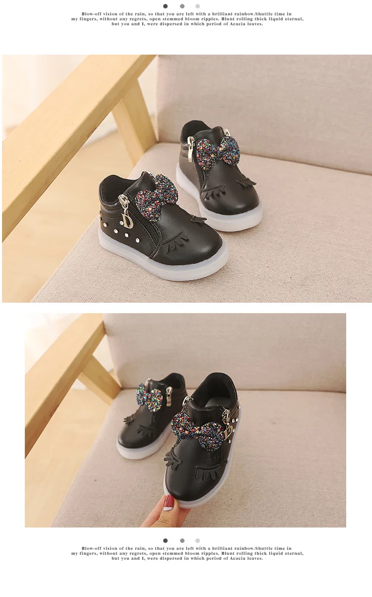 Size 21-30 Children's Glowing Sneakers Children Princess Girls LED Shoes Cute Baby Sneakers and Light Shoes Glowing