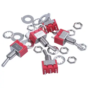 5 x On/Off Small Toggle Switch Miniature SPST 6mm - AC250V 3A 120V 5A