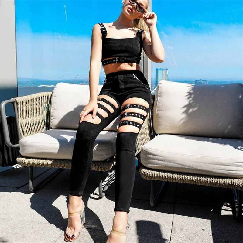 Women Denim Suits Sexy Spring Casual Gothic Hot Punk Hip Hop Square Neck Plain Vest Pants Hole Summer Female Fashion Black Suits
Women Denim Suits Sexy Spring Casual Gothic Hot Punk Hip Hop Square Neck Plain Vest Pants Hole Summer Female Fashion Black Suits