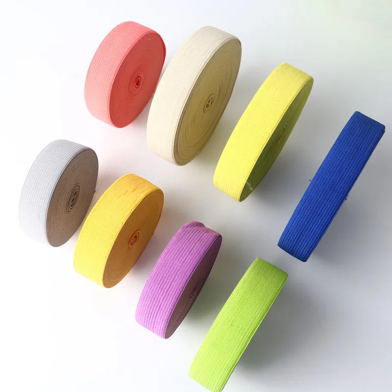 25Mm Color Elastic Band Thick Flat Braided Soft Rubber Spandex Webbing Sewing Lace Decorative Belt Clothing Accessories 1M