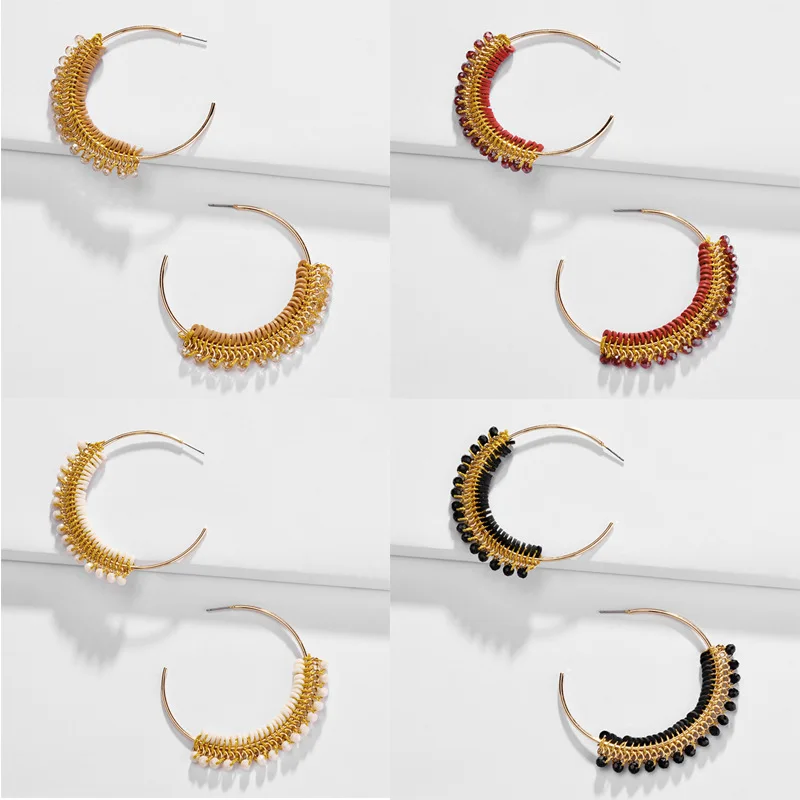 Bohemian Statement Faceted Glass Beads Hoop Earrings Weave Multicolor Leather Wrapped Hoop Earrings for Women Fashion Jewelry
Bohemian Statement Faceted Glass Beads Hoop Earrings Weave Multicolor Leather Wrapped Hoop Earrings for Women Fashion Jewelry