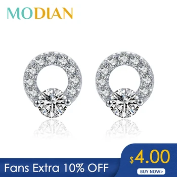 Modian Fashion 925 Sterling Silver Simple Circle Stud Earrings for Women Clear CZ Hypoallergenic Ear Stud Fine Wedding Jewelry
Modian Fashion 925 Sterling Silver Simple Circle Stud Earrings for Women Clear CZ Hypoallergenic Ear Stud Fine Wedding Jewelry