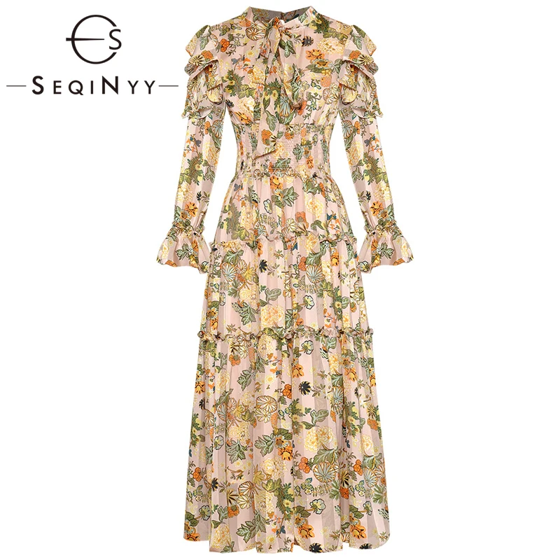 SEQINYY Chiffon Dress 2020 Summer Spring New Fashion Design Women Long Sleeve Ruffles Flowers Print Midi Casual Dress
SEQINYY Chiffon Dress 2020 Summer Spring New Fashion Design Women Long Sleeve Ruffles Flowers Print Midi Casual Dress