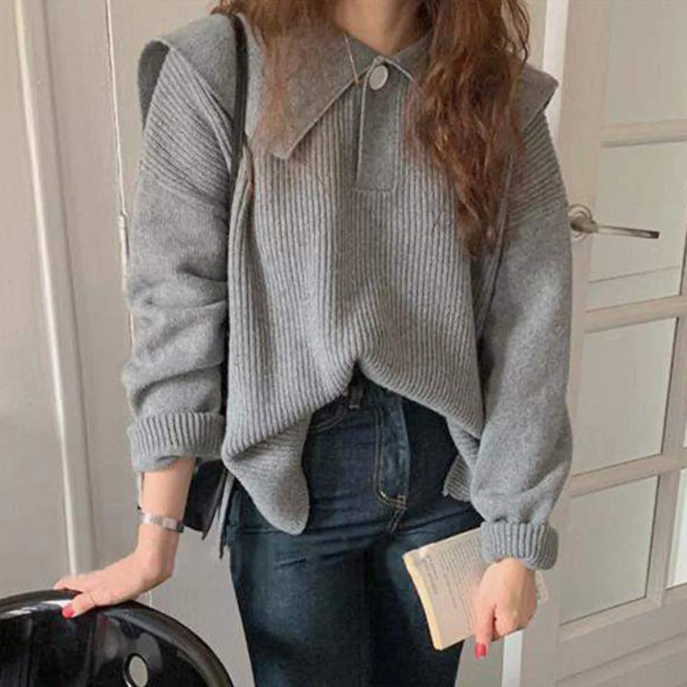 Korean Style Women Sweater 2020 Autumn Winter Pullover Solid Gray Beige Chic Knitted Sweaters Girl Sweet Fashion Casual Jumper
Korean Style Women Sweater 2020 Autumn Winter Pullover Solid Gray Beige Chic Knitted Sweaters Girl Sweet Fashion Casual Jumper