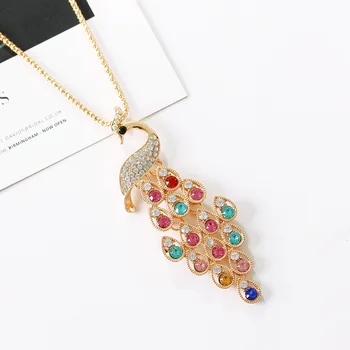 European and American exquisite peacock long accessories necklace Korean fashion jewelry noble crystal hair chain 
European and American exquisite peacock long accessories necklace Korean fashion jewelry noble crystal hair chain
