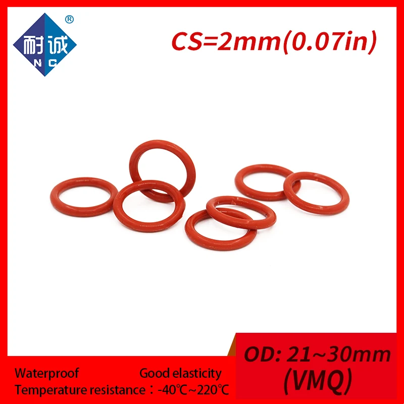 

2PCS/lot Silicone rubber oring VMQ CS 2mm OD21/22/23/24/25/26/27/28/29/30mm ORing Gasket Silicone O-ring waterproof Silica gel