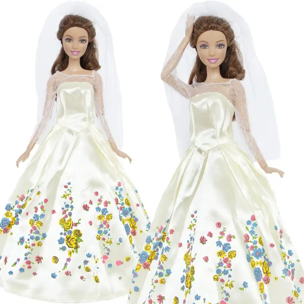 printed dress classic princess clothes for barbie doll kids toys