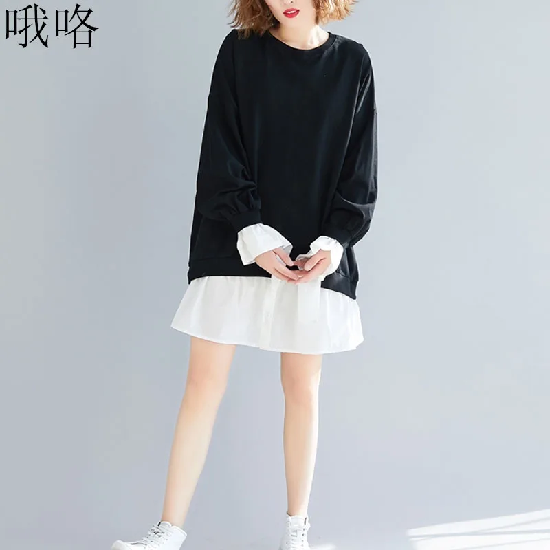 2020 New Spring Black Spliced Pleated Dresses Plus Size Long Sleeve Lady Tops Pullover Femme Oversize Sweatshirts Women Hoodies
2020 New Spring Black Spliced Pleated Dresses Plus Size Long Sleeve Lady Tops Pullover Femme Oversize Sweatshirts Women Hoodies