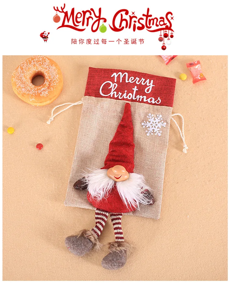 clause doll linen xmas gift bag candy gift bag merry christmas