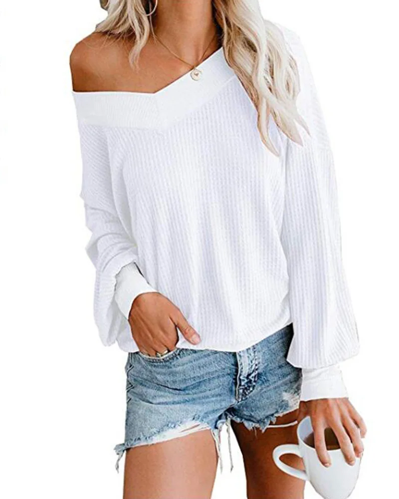 Autumn Winter White Knit Sweater Women 2019 V-neck Long Sleeve Pullover Ladies Jumper 
Autumn Winter White Knit Sweater Women 2019 V-neck Long Sleeve Pullover Ladies Jumper