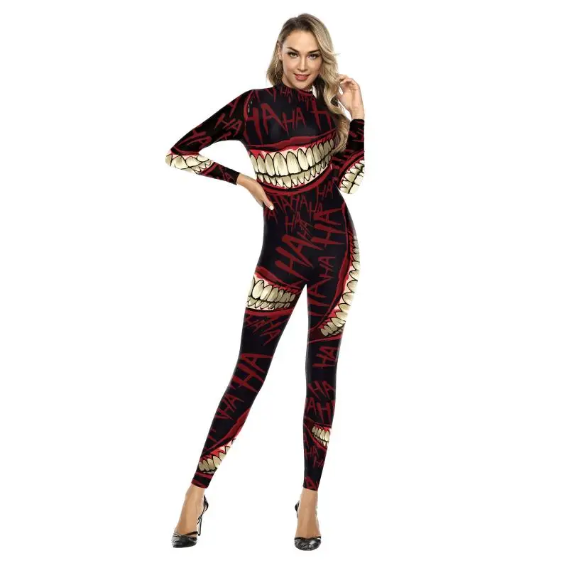 New Scary Horror Bodysuit Big Mouth Spider Web Printed Cosplay Jumpsuit Zentai Suit Halloween Costume for Women Costume
New Scary Horror Bodysuit Big Mouth Spider Web Printed Cosplay Jumpsuit Zentai Suit Halloween Costume for Women Costume