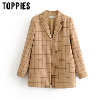 2020 Khaki Plaid Jacket Women Suits Korean Long Sleeve Spliced Blazer Fashion Outwear
2020 Khaki Plaid Jacket Women Suits Korean Long Sleeve Spliced Blazer Fashion Outwear
