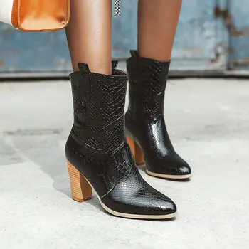 Women Boots Snake Print Western Boots Faux Leather Cowboy Ankle Boots Women High Heel Boots Autumn Winter Plush Shoes
Women Boots Snake Print Western Boots Faux Leather Cowboy Ankle Boots Women High Heel Boots Autumn Winter Plush Shoes