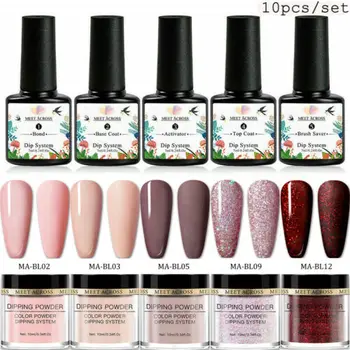 MEET ACROSS 10 ml 3/8/10 pcs Dipping System Set Dip Nail Powder Liquid Base Top Coat Activator Natural Dry Without Lamp Dipping
MEET ACROSS 10 ml 3/8/10 pcs Dipping System Set Dip Nail Powder Liquid Base Top Coat Activator Natural Dry Without Lamp Dipping