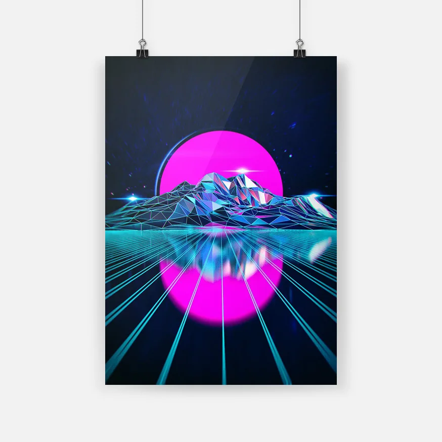 Крутой кристаллический постер Synthwave Картина на холсте настенное искусство декор